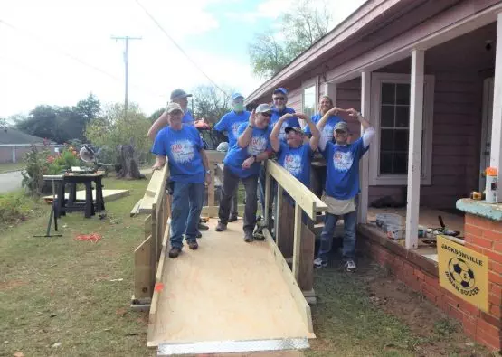Happy ramp build volunteer crew